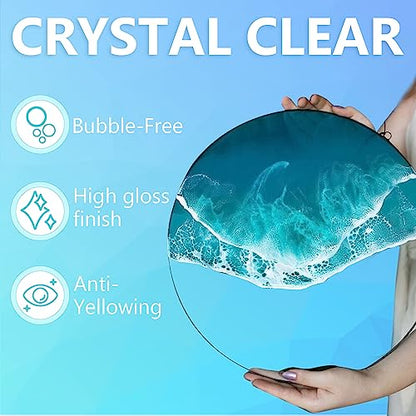 Epoxy Resin 32 oz, Crystal Clear Epoxy Resin Non Yellowing, Self Leveling with High Gloss, UV & Heat Resistant, Clear Resin Set for Jewelry Making, - WoodArtSupply