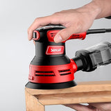 SENCAN 280W Random Orbit Sander, 6 Variable Speed 5-Inch,4000-12000 RPM Electric Palm Sander with Transparent Dust Box,Efficiency Dust Collection SENCAN