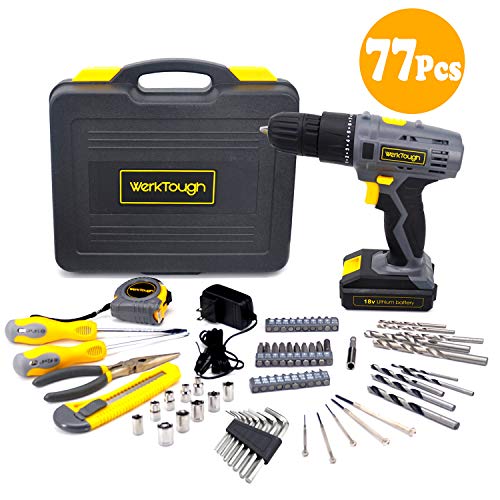 Uniteco 77PCS 18/20V Cordless Drill Screwdriver Tool Set Home Repair Set Combo Kit Tool Kit - WoodArtSupply