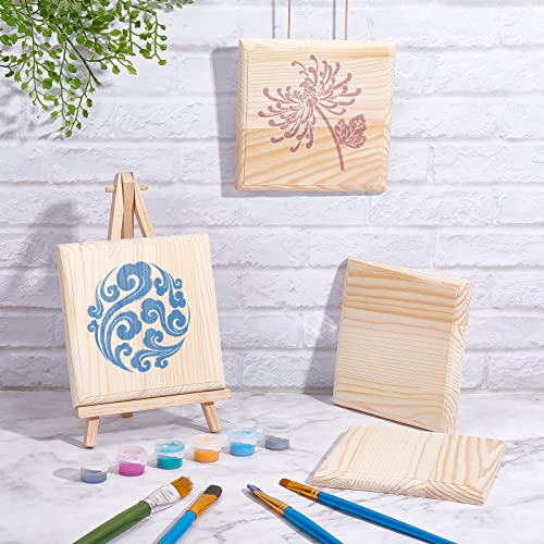 OLYCRAFT 4pcs 4.7" Squares Wooden Plaques Unfinished Wooden Base Natural Pine Wood Plaque Wood Squares Wood Base for DIY Craft Projects Engraving OLYCRAFT