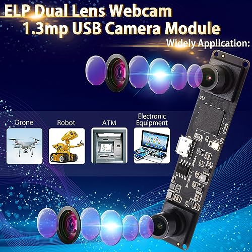 ELP Dual Lens USB Camera Module Synchronization Webcam Board for Computer Mini UVC USB2.0 Lightburn Camera High Speed 960P 60fps Laser Engraver ELP