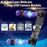 ELP Dual Lens USB Camera Module Synchronization Webcam Board for Computer Mini UVC USB2.0 Lightburn Camera High Speed 960P 60fps Laser Engraver ELP