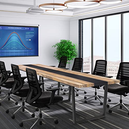 STHOUYN 71" 6ft Large Dinner Table for 6 8 Seat Dining Room Table, Rectangular Farmhouse Modern Kitchen Long Black & Brown Industrial Conference STHOUYN