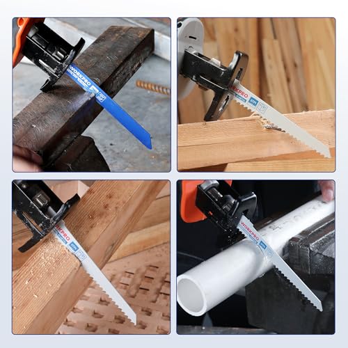 WORKPRO 10-Piece Reciprocating Saw Blade Set, BIM Saw Blades for Metal/Nailed Wood Cutting, Organizer Case Included WORKPRO