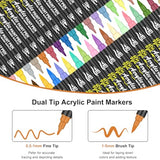 Oficrafted 60 Colors Dual Tip Acrylic Paint Pens Markers, Premium Acrylic Paint Markers with Brush and Fine Tip, Acrylic Paint Pens for Rock Oficrafted