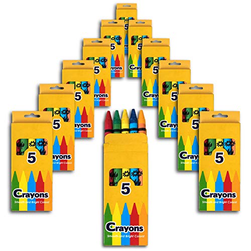 Trail maker Wholesale Bright Wax Coloring Crayons in Bulk 24 Pack, 5 Per Box in Assorted Bundle Art Sets (24 Pack) Trail maker