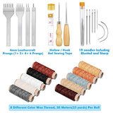 Cridoz 35 Pcs Leather Stitching Pouch Kit with 4mm Prong Sewing Hole Punch, Leather Sewing Tools, Waxed Thread and Large-Eye Stitching Needles for cridoz