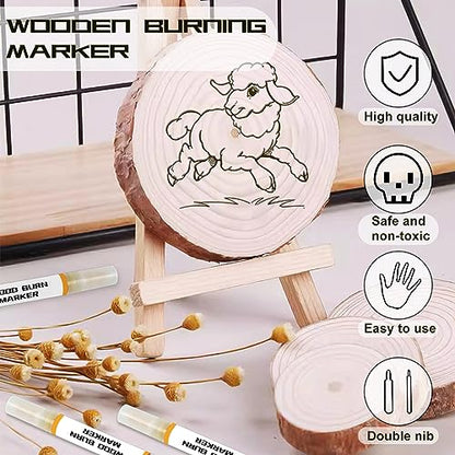 1DFAUL Wooden Burning Marker, 2PCS Scorch Pen for Wood Burn, Double Sided Art Wood Burn Paste Marker, Accurately & Easily Burn Designs on Wood & Crafts, Suitable for Beginners DIY Wood