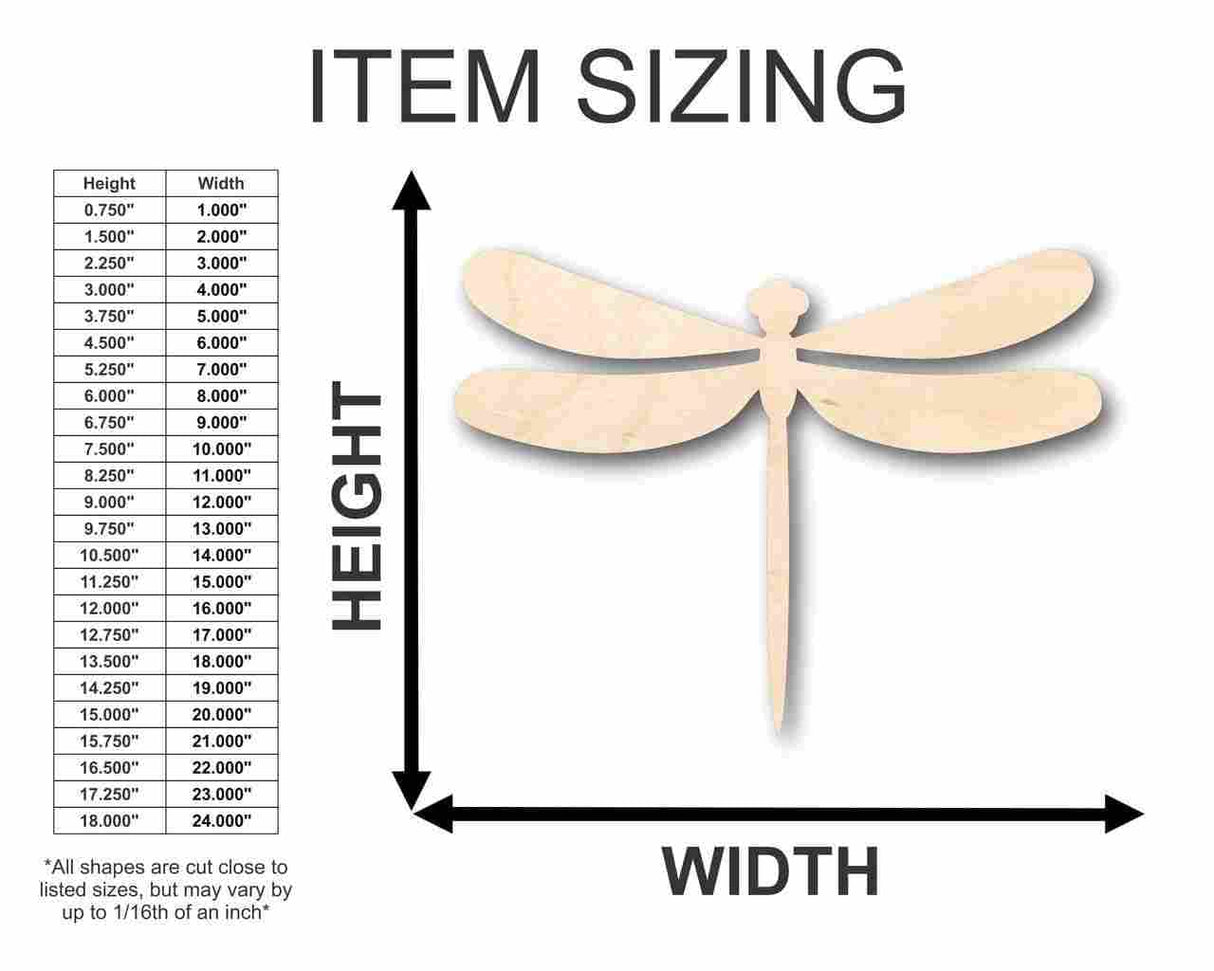 Unfinished Wood Dragonfly Shape - Insect - Wildlife - Craft - up to 24" DIY 7" / 1/8" 24 Hour Crafts