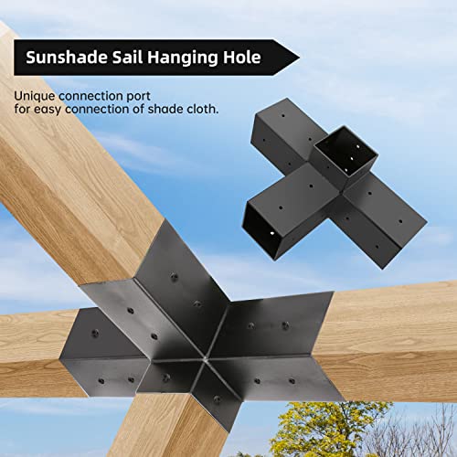 Grehitk Pergola Kit with Brackets 3-Way Right Angle Corner Bracket Woodworks DIY Post Base Kit, Wooden Beams for Gazebos, Patio Pergolas, Log Cabin - WoodArtSupply