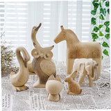 2 Pairs Drawing Rabbit Educational Rustic Easter Desktop Table Shop Decorations Living Spring Animal Statue Figure Favors Wood Cutout Peg White Paint EXCEART