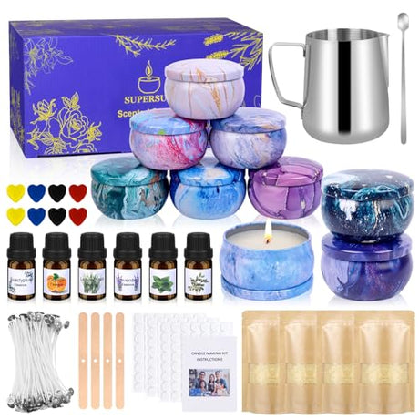 SUPERSUN Candles Making Kit for Adult - Christmas DIY Gift for Kid and Beginner, Includes Beeswax, Essential Oils, Dyes, and More DIY Candle Making SUPERSUN