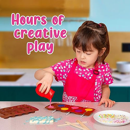 GirlZone Little Choco Delights Maker Kit, Chocolate Making Kit with Candy Bar Molds to Make Your Own Chocolate Bar, Exciting Christmas Crafts for - WoodArtSupply