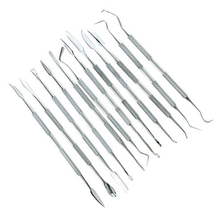 SE 12-Piece Stainless Steel Wax Carvers Set, Wax & Clay Sculpting Tools, Double Ended Carving Kit for Modeling, Sculpting and Shaping, Silver - DD312 SE