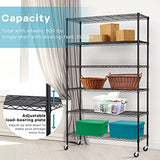 HCY Garage Shelving, 82x48x18 Metal Shelves 6 Tier Wire Shelving Unit Adjustable Heavy Duty Sturdy Steel Shelving with Casters for Pantry Garage HCY