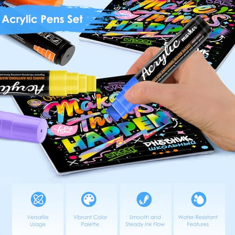 Acrylic Paint Markers, 10 Jumbo Colored Markers, 15mm Jumbo Felt Tip, Waterproof and Permanent Ink Paint Pens for Rock Painting, Stone, Ceramic, Jesew