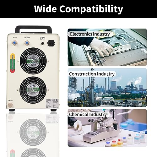 LCyindu Water Chiller 6L Industrial Chiller Thermolysis Type Water Chiller 1700W/°C Current Recirculating Chiller 4.23gpm 4.5-7A For 40W 60W 80W 130W LCyindu