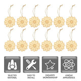 SEWACC Unfinished Wood Crafts 50 Sets Wooden Flower Cutouts Unfinished Flower Shapes Blank Wood Ornaments Flower Embellishments with Hemp Ropes for SEWACC