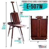 U.S. Art Supply Coronado Walnut Easel, Large Adjustable Wooden French Style Field and Studio Sketchbox Tripod Easel with Drawer, Artist Wood Palette, US Art Supply