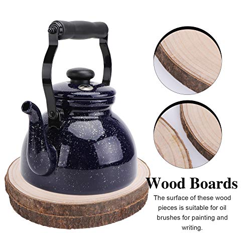 PartyKindom 2Pcs Wood Chips Wine Coaster Hand Decor Wooden Rustic Coasters Cups Place Mat Table Coasters for Drinks Round Wood Slices Tree Slab Tree PartyKindom