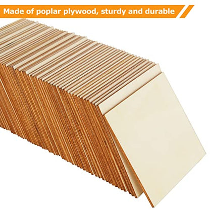 100 Pieces 3x3 Inch Wood Squares Unfinished Basswood Plywood Wooden Sheets 1/8 inch Thick Blank Wood Squares for Crafts Painting Scrabble Tiles Mini