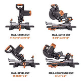 Evolution Power Tools R255SMS+ PLUS 10-Inch Sliding Miter Saw Plus Multi-Material Multi-Purpose Cutting Cuts Metal, Plastic, Wood & More 0˚ - 45˚ Evolution