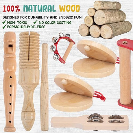 Stoie’s Wooden Music Set, Percussion Kids Musical Instruments, Montessori Unique Play Toddler Musical Instruments for Kids Ages 3, 5, 9, 12- Baby Stoie's