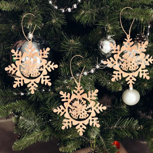 ABOOFAN 1 Set of Christmas Unfinished Wooden Snowflake Ornaments Snowflake Hanging Cutouts Blank Wood Slices Embellishments for Xmas Tree Decorations ABOOFAN
