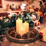 Round Decorative Wood Trays for Coffee Table Counter Farmhouse Kitchen Home Decor Centerpiece Wooden Candle Holder Tray Circular Serving Platters Ayiaren