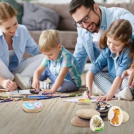 DALTACK 15PCS Large Rocks,Natural River Flat Rocks for Painting, 2"-3" Inches Stones for Arts & Craftingt DALTACK