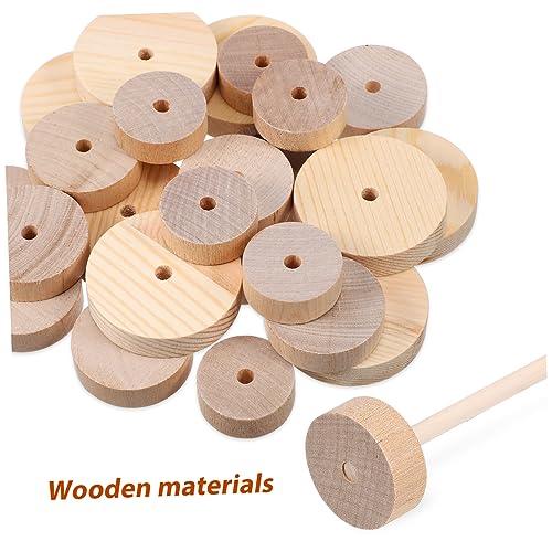 LALAFINA 1 Set Treaded Wheels Wood Wheels Crafts Wheels Wood Pendants Gear Slices Wheels and Axles Wood Wire Wheel Wood DIY Car Craft Wheels Spoked LALAFINA