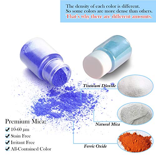 15 Bottles Slime Pigment, Mica Powder for Soap Making, Resin Color Pigment, Mica Powder for Candle Making, Epoxy Resin, Lip Gloss, Natural Powder SEISSO