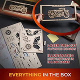 UGEARS Indie Moto 2.5D Puzzle - Wooden Motorcycle Model Kits for Adults with Moving Handlebar, Wheels, Footrest and Seat - DIY 2.5D Motorcycle Puzzle UGEARS