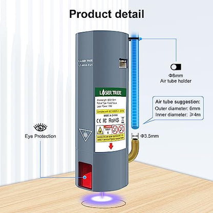 LASER TREE 80W Laser Module, 10W Optical Power Output Laser Engraving Module with Air Assist, Built-in FAC, Double Ultra-Fine Compressed Spot Laser - WoodArtSupply