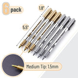 Mr. Pen- Metallic Paint Markers, 6 Pack, Silver and Gold, Silver Paint Marker, Gold Ink Pen, Silver Pen, Silver Markers Permanent Metallic, Silver Mr. Pen