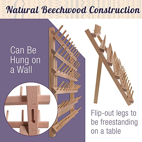 US Art Supply Premium Beechwood 60-Spool Sewing & Embroidery Thread Rack US Art Supply