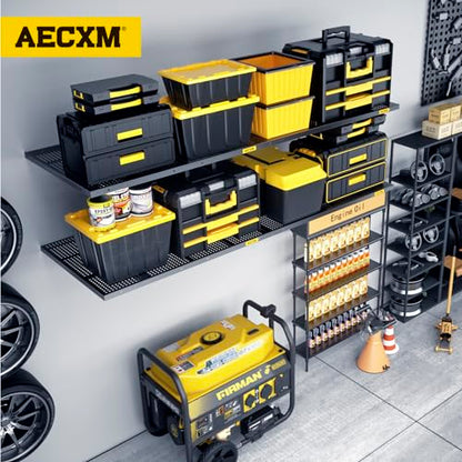 Aecxm 2pack-2x6ft Garage Shelving Garage Storage Wall Garage Shelves Garage Storage Wall Mounted Shelves Heavy Duty Sturdy Wall Shelves (Black)