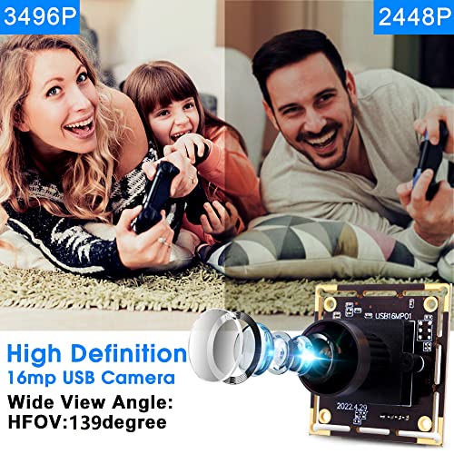 16MP USB Fisheye Camera Wide Angle PC Camera for Computer Raspberry Pi Mini UVC USB2.0 Webcam Board IMX298 USB Security Camera Module CCTV Laser IEights