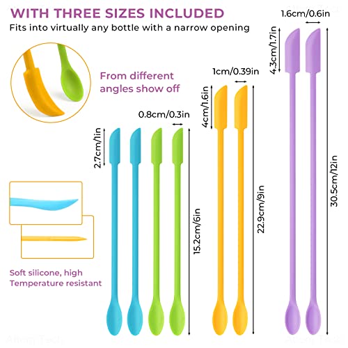 NiArt 8PCS Mini Silicone Spatulas for Epoxy Resin Art Casting, 3 Sizes Double-Ended Scraper & Spoon Multifunctional Reusable Stir Sticks DIY Mixing