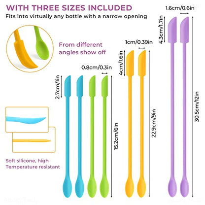 NiArt 8PCS Mini Silicone Spatulas for Epoxy Resin Art Casting, 3 Sizes Double-Ended Scraper & Spoon Multifunctional Reusable Stir Sticks DIY Mixing