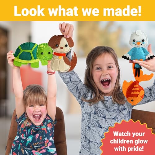 Craftorama Sewing Kit for Kids, Fun and Educational Pets Craft Set for Boys and Girls Age 7-12, Sew Your Own Felt Animals Craft Kit for Beginners, Craftorama