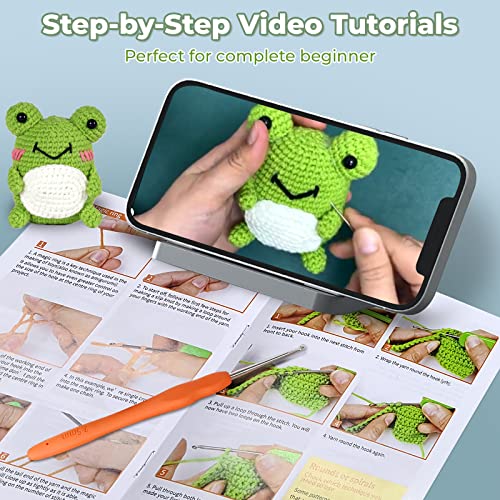 PIPAPI Crochet Kit for Beginners, 3 Pattern Animals-Owl, Penguin, Frog, Knitting Kit for Adult Kids with Step-by-Step Video Tutorials and Yarns, PIPAPI