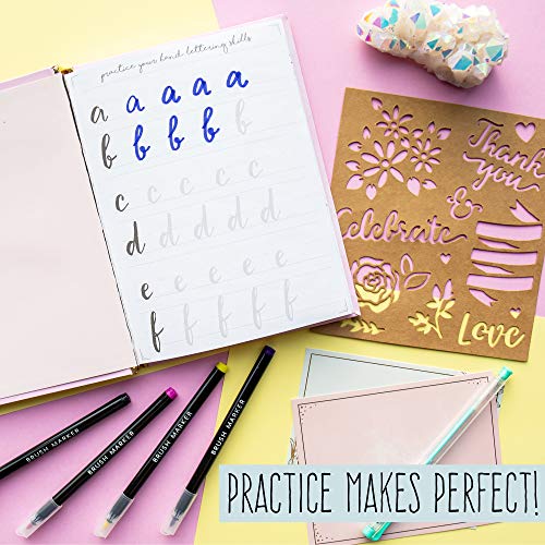 STMT DIY Make Your Mark Hand Lettering Set, Step-by-Step Beginner Modern Calligraphy Hardcover Workbook, Includes Practice Sheets, Stencils, Flexible STMT