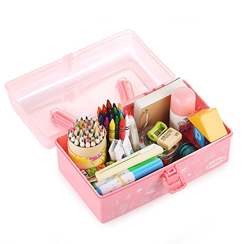 Funtopia Plastic Art Box for Kids, Multi-Purpose Portable Storage Box/Sewing Box/Tool Box for Kids' Toys, Craft and Art Supply, School Supply, Office Funtopia