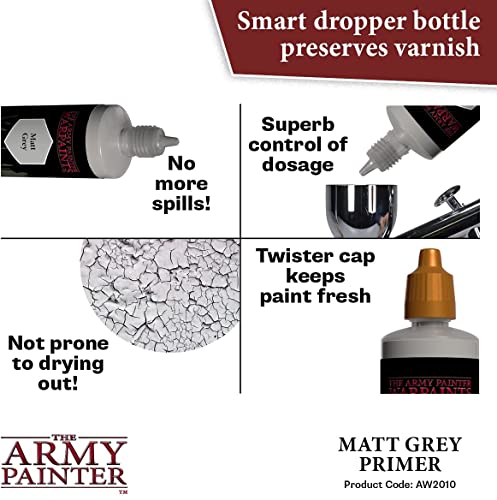 The Army Painter Warpaints Air Primer Matt Grey 18ml Acrylic Paint for Airbrush, Wargaming and Modelling The Army Painter