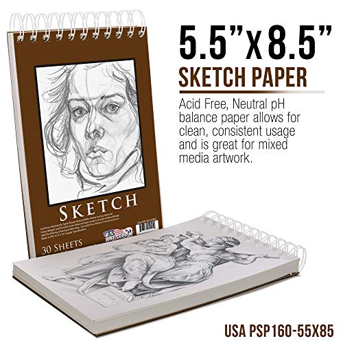 US Art Supply 20 Piece Artist Drawing, Sketch and Painting - Paper and Brush Accessory Pack US Art Supply