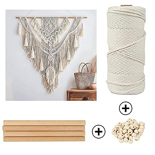 LECZIVOEN Macrame Kit, All in Macrame Supplies 109Yards x 3mm Macrame Cord,DIY Macrame Kit for Adults Beginners, Macrame Beads with Wooden Rings and - WoodArtSupply