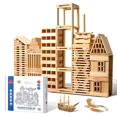 ICEKO KN 100pcs Classic Wooden Building Blocks Set,Solid STEM Building Toys for Kids, Preschool Learning Montessori Toys for Toddlers, Boys & Girls ICEKO KN