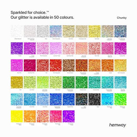 Hemway Polyurethane & Epoxy Resin Glitter 100g / 3.5oz Metallic Crystal Flake Additive for Flooring Jewelry Tumblers Glass Pigment - Chunky (1/40" Hemway