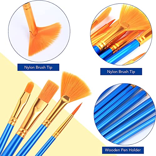 AROIC Acrylic Paint Brush Set, 30 pcs Nylon Hair Paint Brushes for All Purpose Oil Watercolor Face Body Rock Painting Artist, Small Paint Brush Kits AROIC